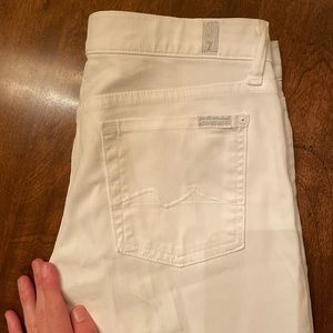 7 For All Mankind Low Rose Bootcut White Jeans